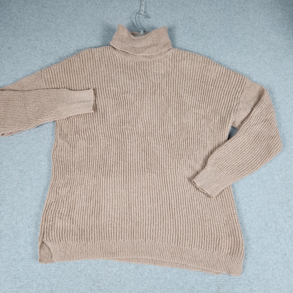 Maurices Sweater Womens L Tan Ribbed Knitted Relaxed Fit Long Sleeve TurtlenecK